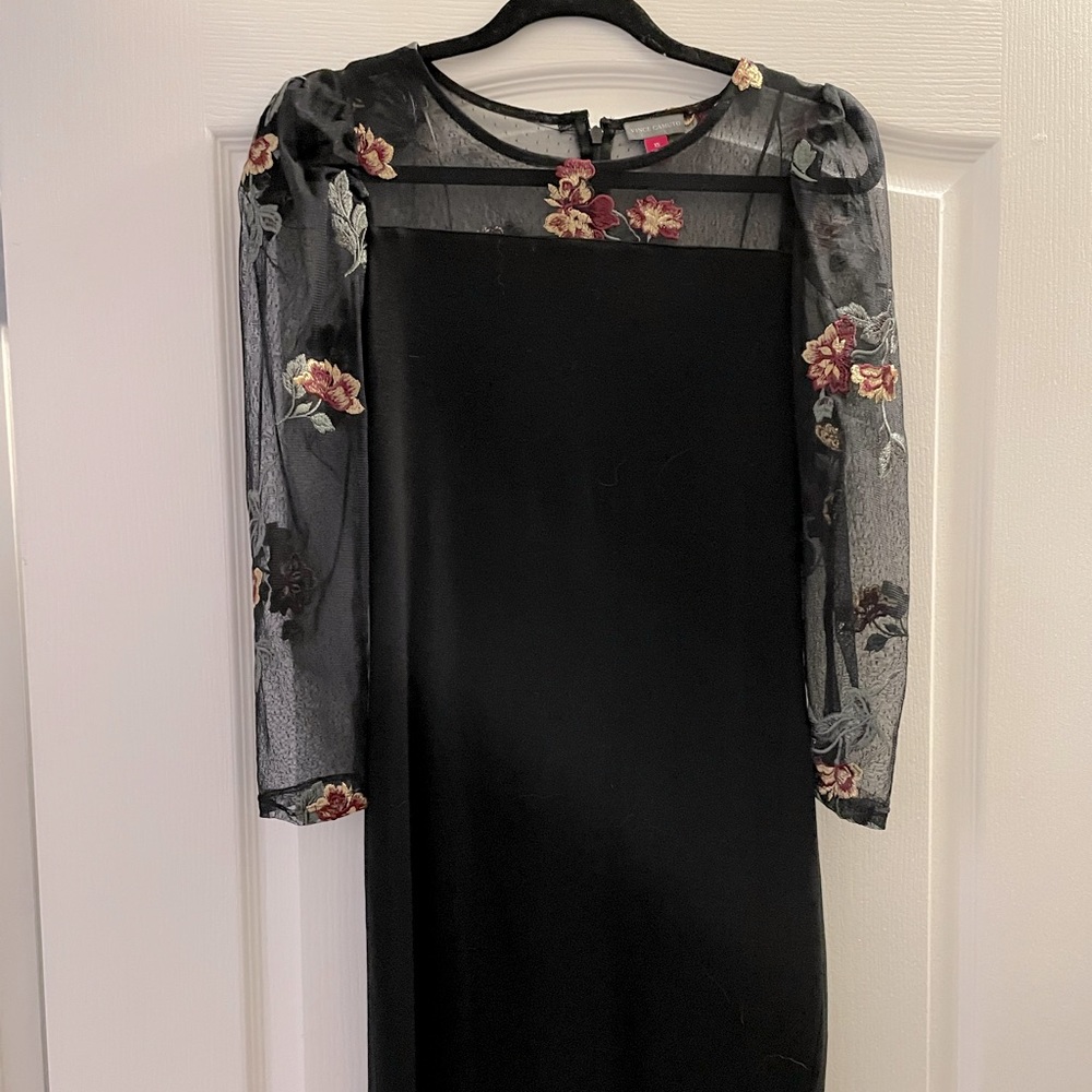 Vince Camuto Sheer Floral Sleeve Dress